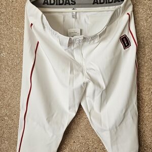 Adidas White Athletic Pants with Red Accents